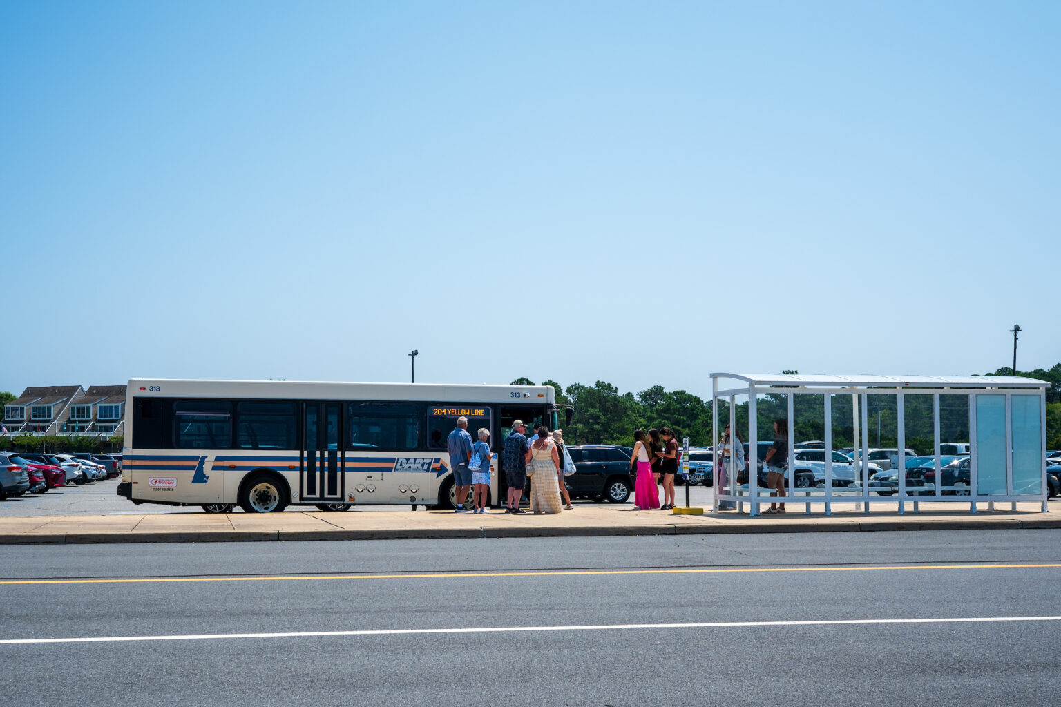 Passengers from Cape May via the Cape May - Lewes Ferry board a DART bus to take them into Lewes, Rehoboth Beach and the Delaware Beaches
