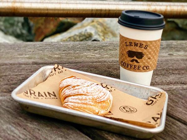 A pastry and coffee from Lewes Coffee Co.