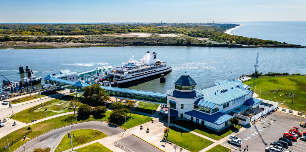 The Cape May - Lewes Ferry sails into port in Cape May New Jersey