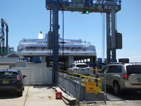 Vehicles load onto the Cape May - Lewes Ferry MV Delaware in preparation of crossing Delaware Bay